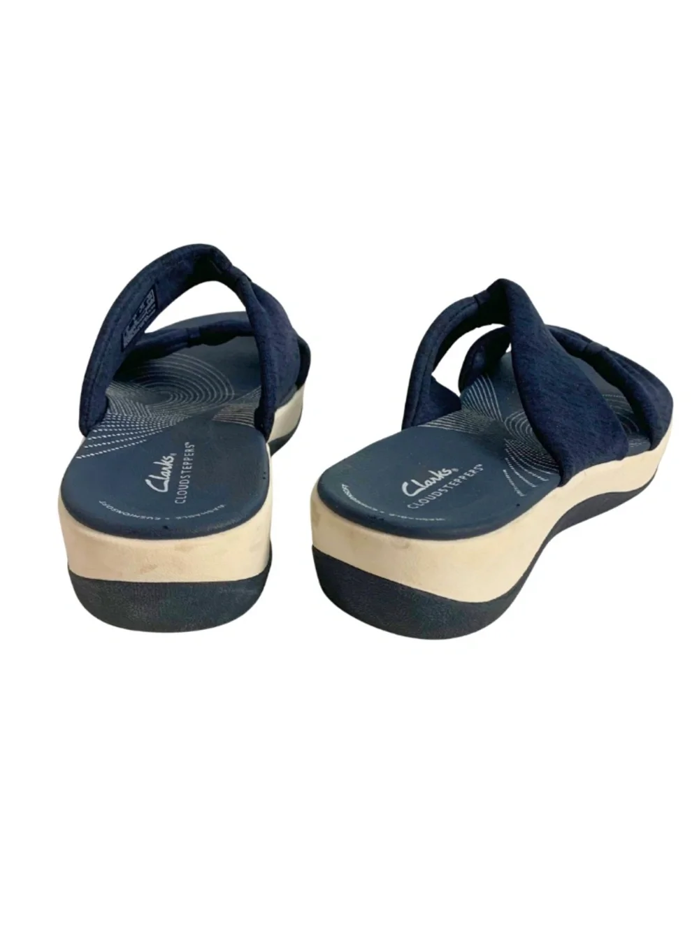 Clarks Cloudsteppers Women's Navy Bow Sandals Size 7M Boho Casual Travel